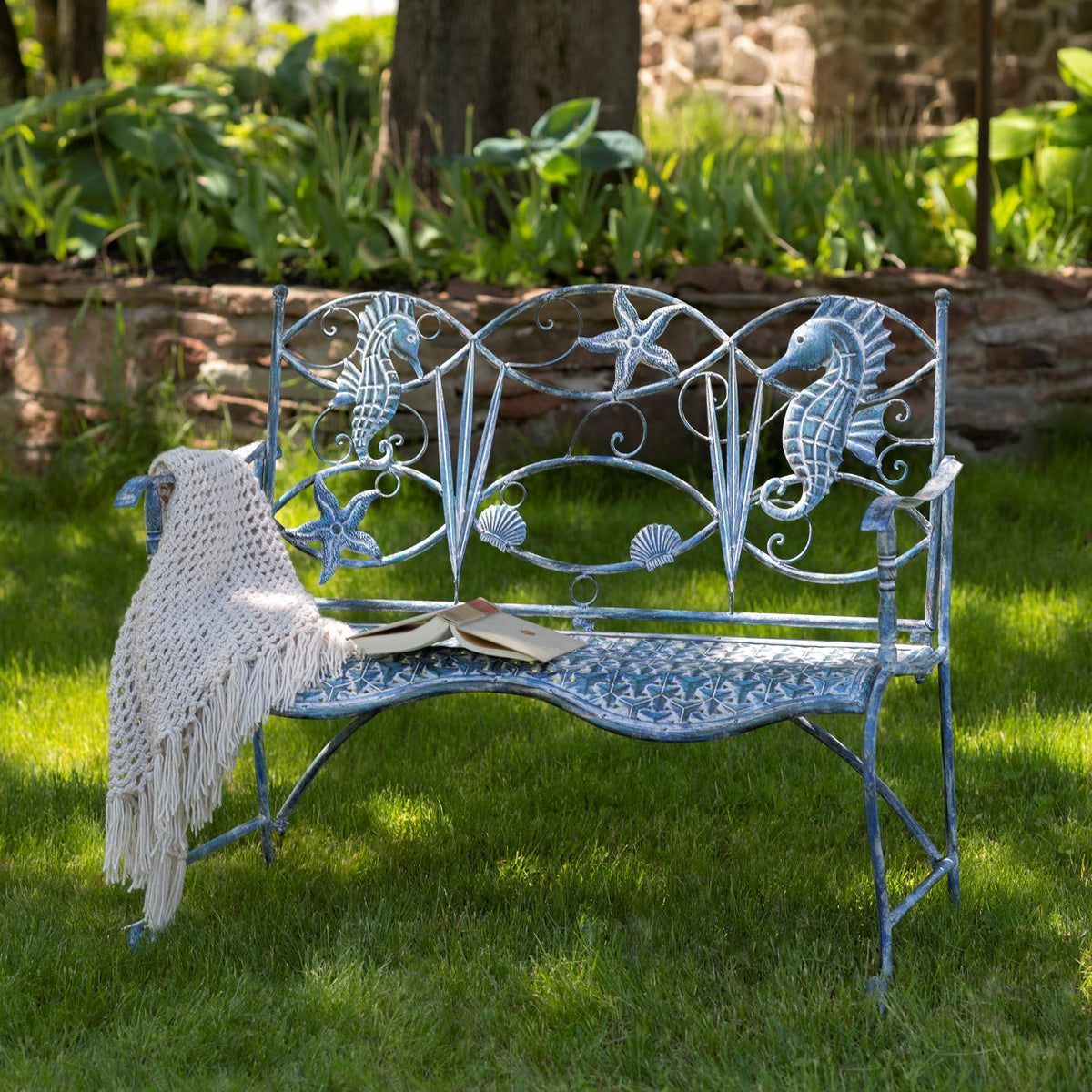 Blue metal best sale garden bench