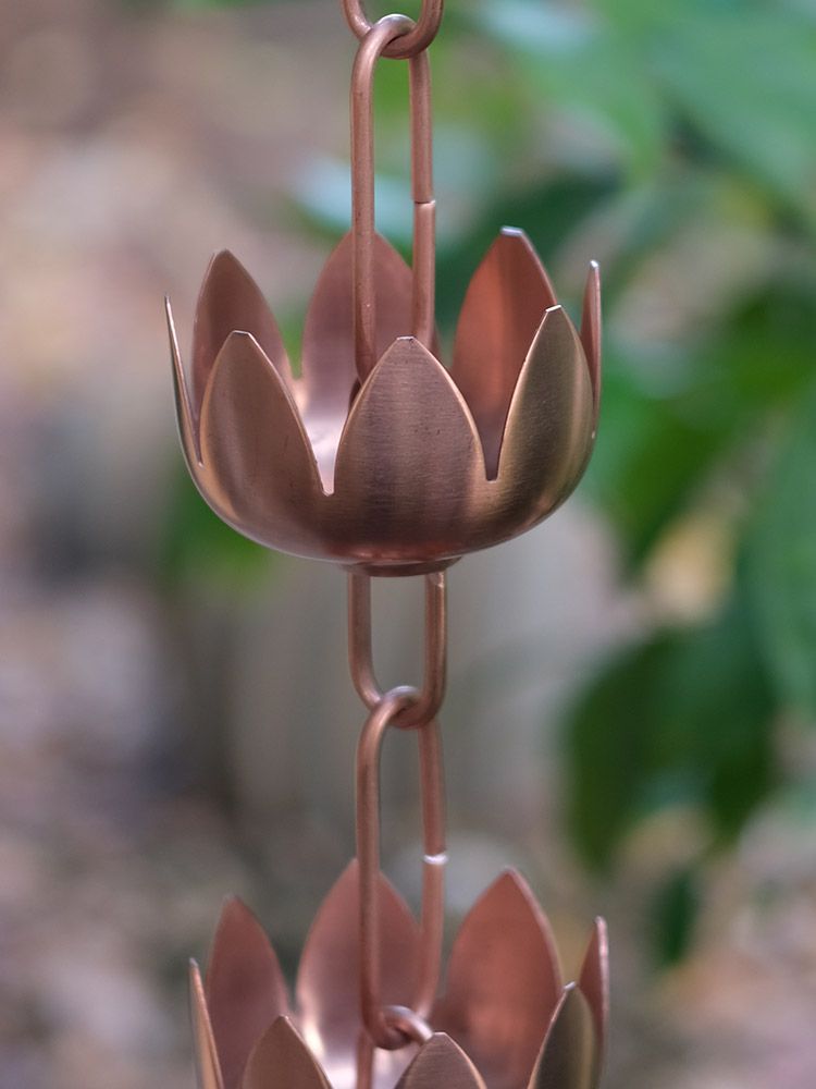 lily cups flower Rainchains - Lily Flower Cups - Unfinished Pure Copper Plated