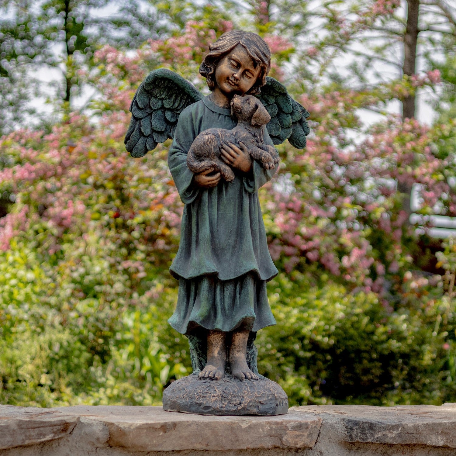 Angel Holding Rabbit Angel Holding Dog Statue