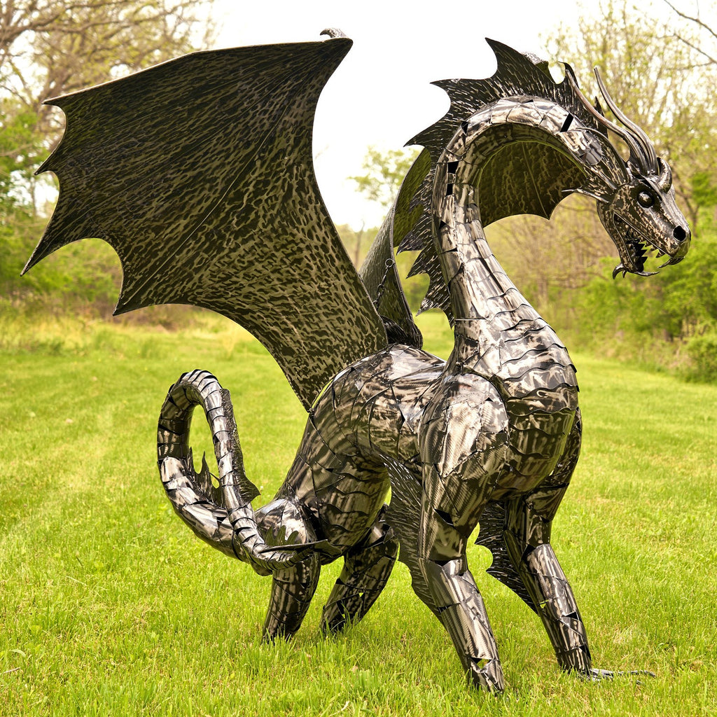 Large Dragon Model 6 ft. Tall Large Metal Dragon Statue