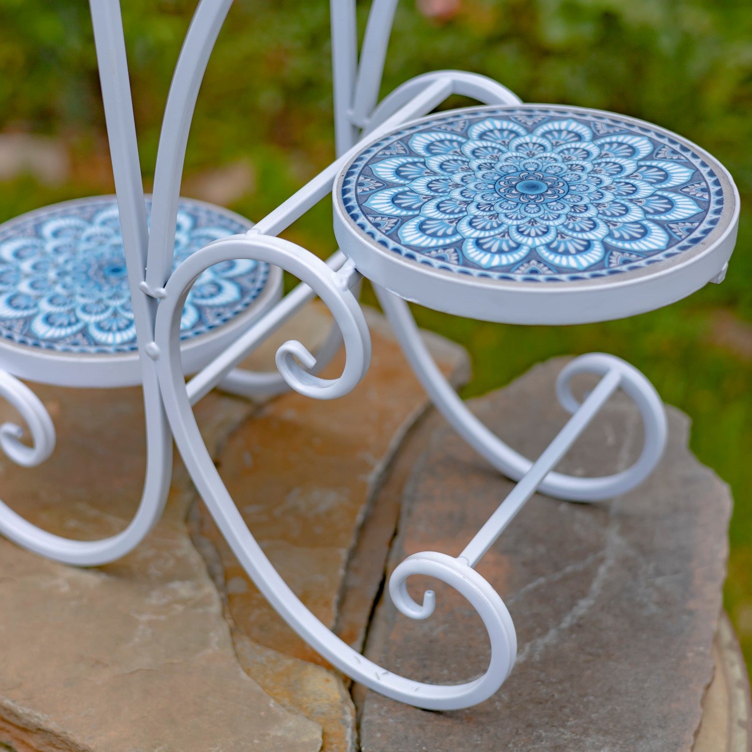 silver plant pot stand Seattle" Three-Tier Mosaic Plant Stand – Garden Lovers Club